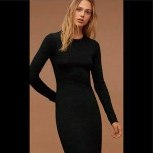 Aritzia Wilfred Free women's black long sleeve crew neck dress size M